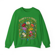 Load image into Gallery viewer, Women of the Bible Floral Crewneck Sweatshirt — Scriptural Names &amp; Botanical Illustration
