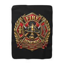 Load image into Gallery viewer, Fire Department Sherpa Fleece Blanket – Firefighter Courage Service Sacrifice Gift