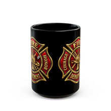 Load image into Gallery viewer, Fire Department Maltese Cross Black Mug