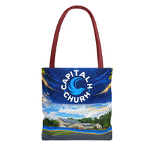 Load image into Gallery viewer, Capital H Church All-Over Print Tote Bag — Scenic Logo Church Tote