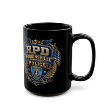Load image into Gallery viewer, Robbinsville Police Department Badge Black Mug – RPD Shield Coffee Cup (15oz)