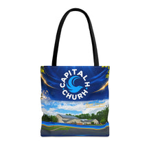 Load image into Gallery viewer, Capital H Church All-Over Print Tote Bag — Scenic Logo Church Tote