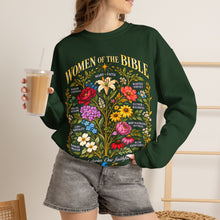 Load image into Gallery viewer, Women of the Bible Floral Crewneck Sweatshirt — Scriptural Names &amp; Botanical Illustration