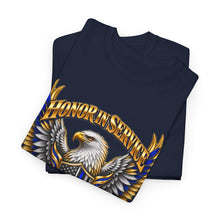 Load image into Gallery viewer, United States Law Enforcement Honoring Service Eagle 2 sides T-Shirt
