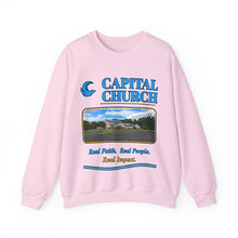 Load image into Gallery viewer, Capital Church Crewneck Sweatshirt — 'Real Faith. Real People. Real Impact.'