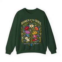 Load image into Gallery viewer, Women of the Bible Floral Crewneck Sweatshirt — Scriptural Names &amp; Botanical Illustration