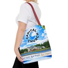 Load image into Gallery viewer, Capital Church Scenic Tote Bag — 'Real Faith. Real People. Real Impact.'