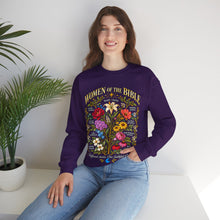 Load image into Gallery viewer, Women of the Bible Floral Crewneck Sweatshirt — Scriptural Names &amp; Botanical Illustration