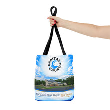 Load image into Gallery viewer, Capital Church Scenic Tote Bag — 'Real Faith. Real People. Real Impact.'
