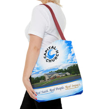 Load image into Gallery viewer, Capital Church Scenic Tote Bag — 'Real Faith. Real People. Real Impact.'