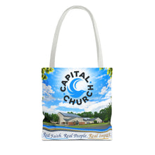 Load image into Gallery viewer, Capital Church Scenic Tote Bag — 'Real Faith. Real People. Real Impact.'