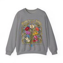 Load image into Gallery viewer, Women of the Bible Floral Crewneck Sweatshirt — Scriptural Names &amp; Botanical Illustration