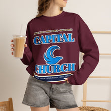Load image into Gallery viewer, Capital Church Crewneck Sweatshirt — Blue Dove Logo Christian Ministry Pullover