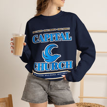 Load image into Gallery viewer, Capital Church Crewneck Sweatshirt — Blue Dove Logo Christian Ministry Pullover