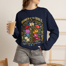 Load image into Gallery viewer, Women's Bible Floral Crewneck Sweatshirt — "Women of the Bible" Vintage Botanical Design