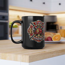 Load image into Gallery viewer, Fire Department Maltese Cross Black Mug