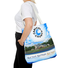 Load image into Gallery viewer, Capital Church Scenic Tote Bag — 'Real Faith. Real People. Real Impact.'