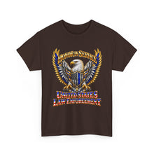 Load image into Gallery viewer, United States Law Enforcement Honoring Service Eagle 2 sides T-Shirt