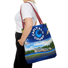 Load image into Gallery viewer, Capital H Church All-Over Print Tote Bag — Scenic Logo Church Tote