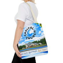Load image into Gallery viewer, Capital Church Scenic Tote Bag — 'Real Faith. Real People. Real Impact.'