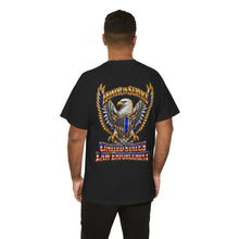 Load image into Gallery viewer, United States Law Enforcement Honoring Service Eagle 2 sides T-Shirt