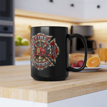 Load image into Gallery viewer, Fire Department Maltese Cross Black Mug