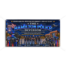 Load image into Gallery viewer, Hamilton Police Division Memorial Vinyl Banner — Patriotic Police Department Tribute