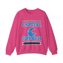 Load image into Gallery viewer, Capital Church Crewneck Sweatshirt — Blue Dove Logo Christian Ministry Pullover