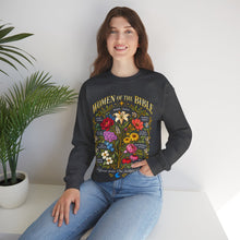 Load image into Gallery viewer, Women of the Bible Floral Crewneck Sweatshirt — Scriptural Names &amp; Botanical Illustration