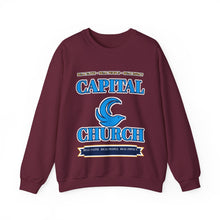 Load image into Gallery viewer, Capital Church Crewneck Sweatshirt — Blue Dove Logo Christian Ministry Pullover