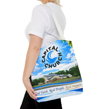 Load image into Gallery viewer, Capital Church Scenic Tote Bag — 'Real Faith. Real People. Real Impact.'