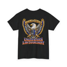 Load image into Gallery viewer, United States Law Enforcement Honoring Service Eagle 2 sides T-Shirt