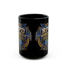 Load image into Gallery viewer, Robbinsville Police Department Badge Black Mug – RPD Shield Coffee Cup (15oz)