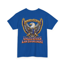 Load image into Gallery viewer, United States Law Enforcement Honoring Service Eagle 2 sides T-Shirt