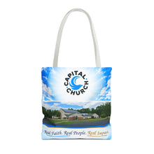 Load image into Gallery viewer, Capital Church Scenic Tote Bag — 'Real Faith. Real People. Real Impact.'