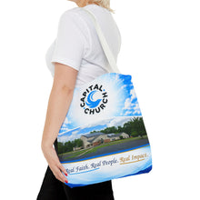 Load image into Gallery viewer, Capital Church Scenic Tote Bag — 'Real Faith. Real People. Real Impact.'