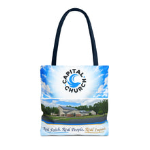 Load image into Gallery viewer, Capital Church Scenic Tote Bag — 'Real Faith. Real People. Real Impact.'
