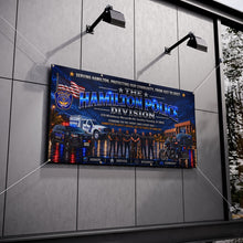 Load image into Gallery viewer, Hamilton Police Division Memorial Vinyl Banner — Patriotic Police Department Tribute