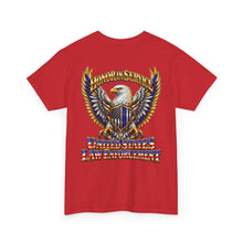 Load image into Gallery viewer, United States Law Enforcement Honoring Service Eagle 2 sides T-Shirt