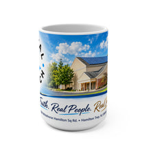 Load image into Gallery viewer, Church Photo 15oz Coffee Mug — "Real Faith. Real People. Real Impact."