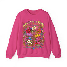 Load image into Gallery viewer, Women of the Bible Floral Crewneck Sweatshirt — Scriptural Names &amp; Botanical Illustration