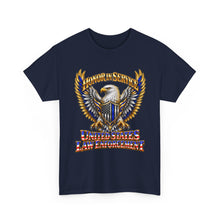 Load image into Gallery viewer, United States Law Enforcement Honoring Service Eagle 2 sides T-Shirt