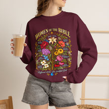 Load image into Gallery viewer, Women's Bible Floral Crewneck Sweatshirt — "Women of the Bible" Vintage Botanical Design