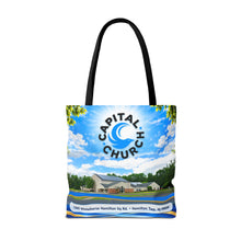 Load image into Gallery viewer, Capital Church Scenic Tote Bag — 'Real Faith. Real People. Real Impact.'
