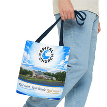Load image into Gallery viewer, Capital Church Scenic Tote Bag — 'Real Faith. Real People. Real Impact.'
