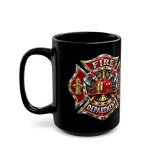 Load image into Gallery viewer, Fire Department Maltese Cross Black Mug