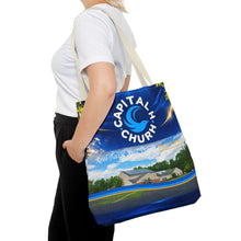 Load image into Gallery viewer, Capital H Church All-Over Print Tote Bag — Scenic Logo Church Tote