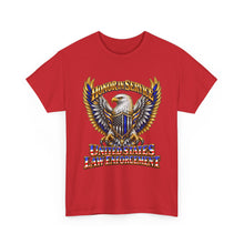 Load image into Gallery viewer, United States Law Enforcement Honoring Service Eagle 2 sides T-Shirt