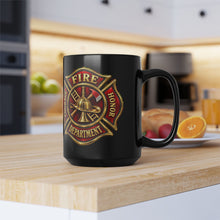Load image into Gallery viewer, Fire Department Maltese Cross Black Mug
