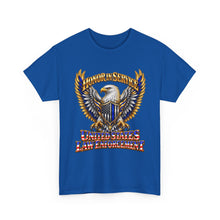 Load image into Gallery viewer, United States Law Enforcement Honoring Service Eagle 2 sides T-Shirt